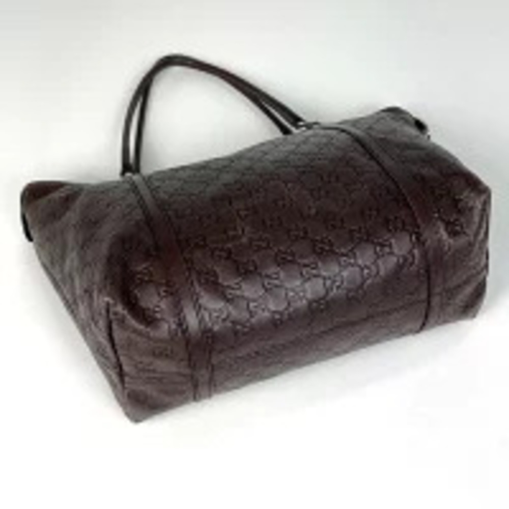 Gucci GG ssima ssima Tote Leather Shima Brown Bag Shoulder Brown
